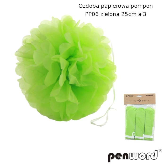 Ozdoba papierowa pompon pp06 zielona 25cma'3 | espryciarze.pl |Zamów dziś!