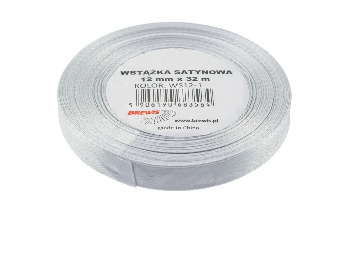Wstążka satynowa Brewis 12 mm biała | espryciarze.pl |Nie zwlekaj!