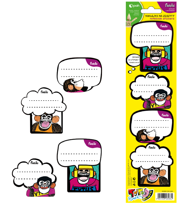 Naklejki na zeszyt Fiorello Tytus Romek i A'Tomek zestaw 4 sztuk. | espryciarze.pl |Kup w super cenie!