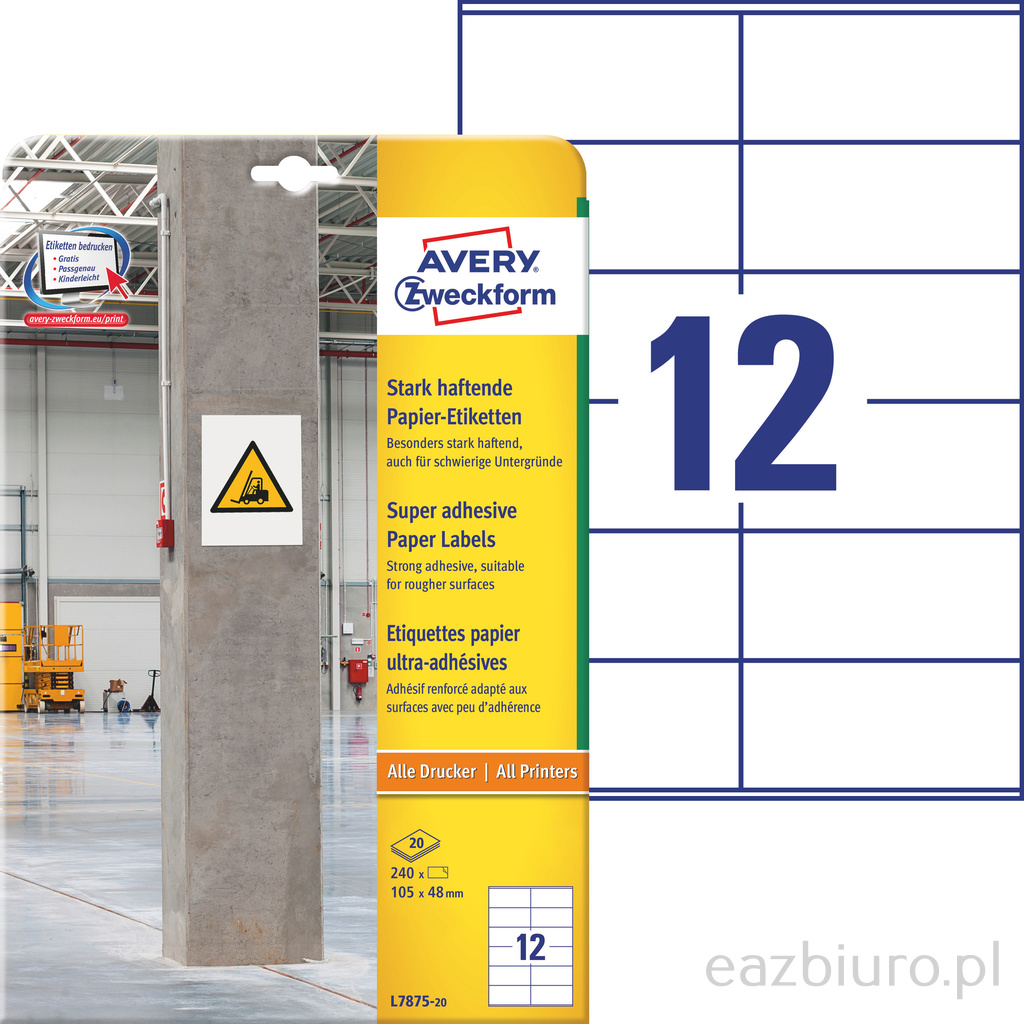 Etykiety papierowe do trudnych powierzchni 105 x 48 mm | espryciarze.pl |Weź najlepszą cenę!