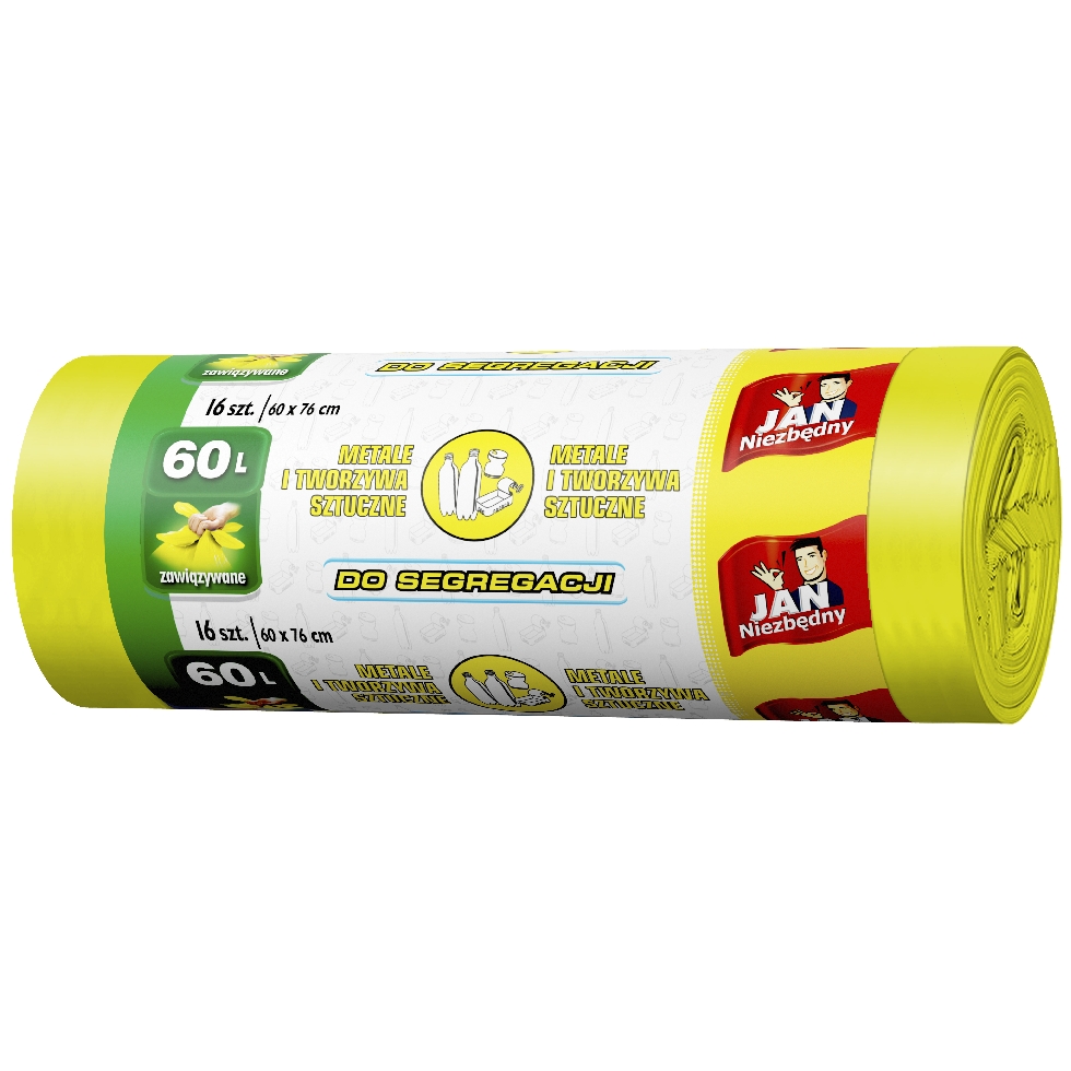 Worki na śmieci - Plastik, easy-pack żółte Jan Niezbędny 60 l zestaw 16 sztuk. | espryciarze.pl |Kup w super cenie!