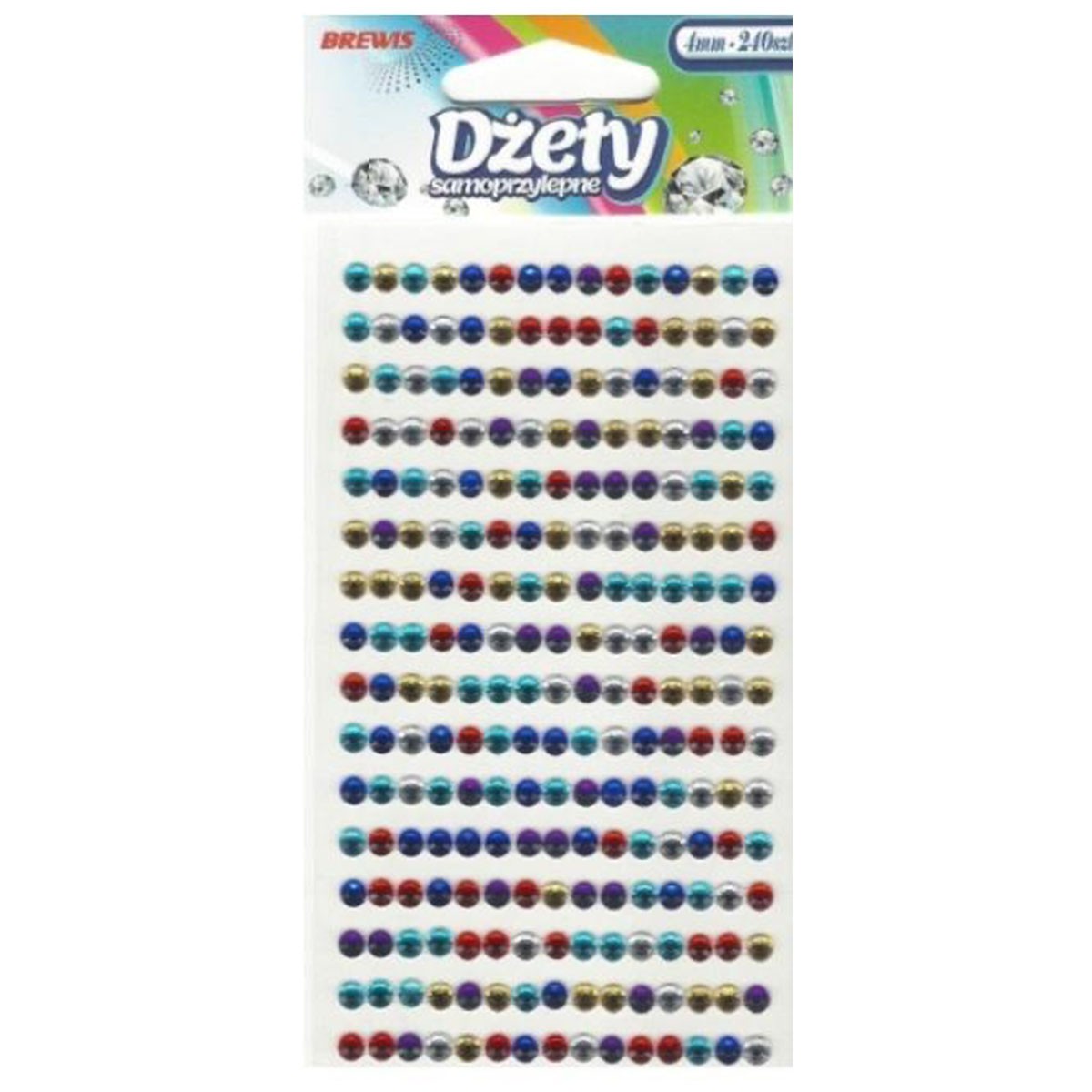 Dżety kryształki samoprzylepne 4 mm mix kolorów Brewis | espryciarze.pl |Kup w super cenie!