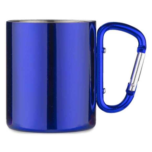 Kubek z karabińczykiem camp niebieski 250 mlz grawerem | espryciarze.pl |Zamów dziś!