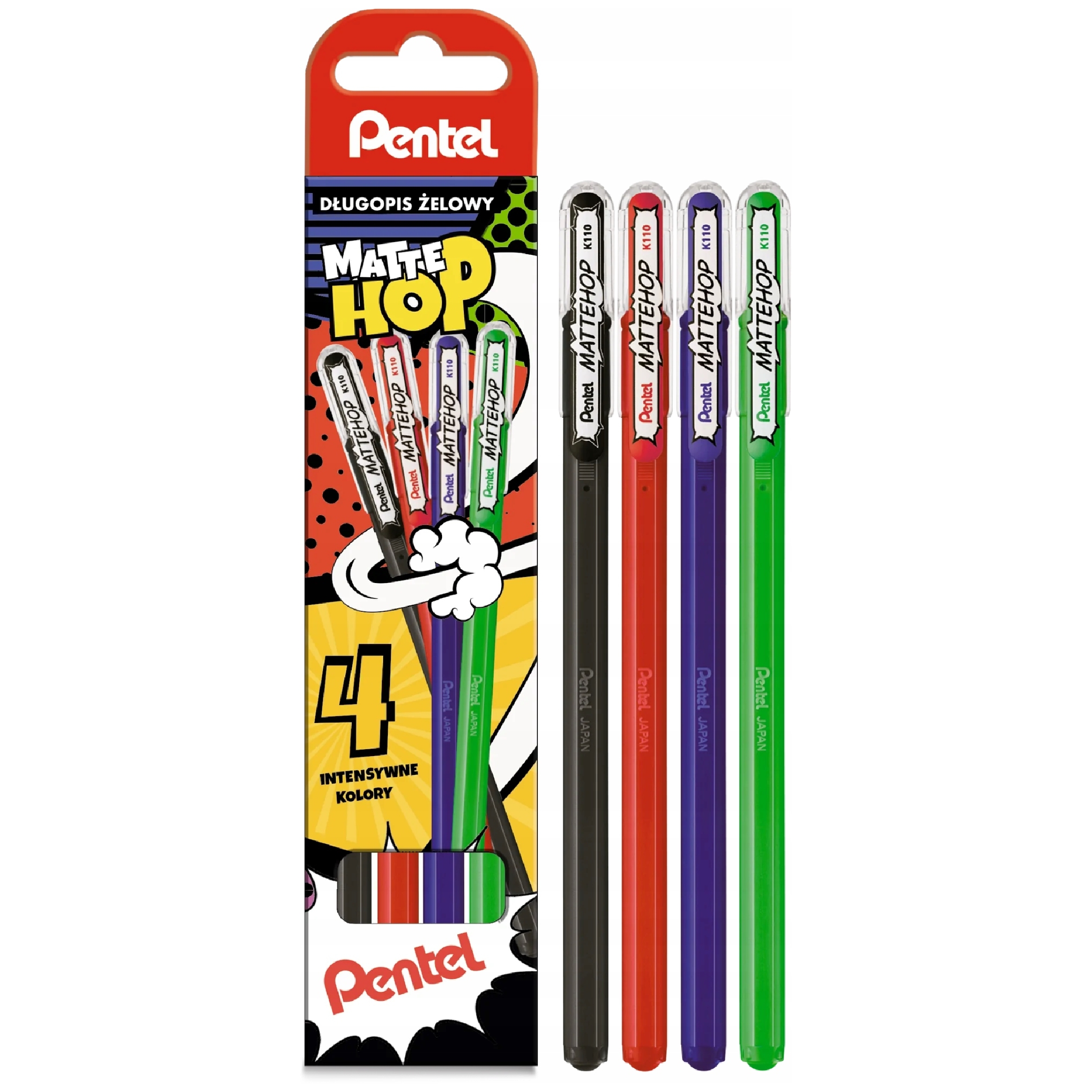 Długopis żelowy mattehop 1 mm zestaw Pentel 4 sztuk. | espryciarze.pl |Zamów online!
