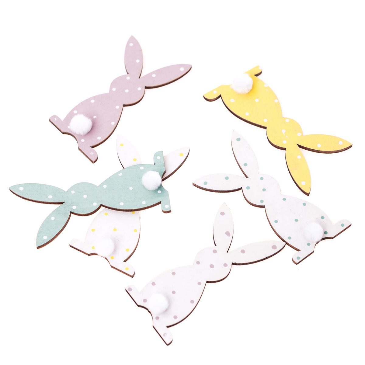 Drewniane króliczki w kropki 8 cm zestaw 6 sztuk. mix kolorów | espryciarze.pl |Działaj teraz!