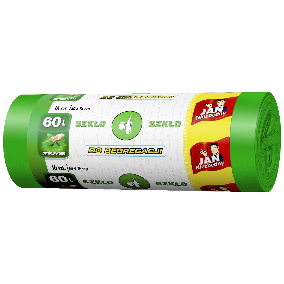 Worki na śmieci - szkło, easy-pack zielone Jan Niezbędny 60 l zestaw 16 sztuk. | espryciarze.pl |Kup teraz!