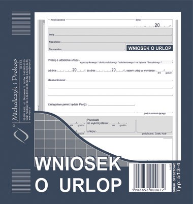Druk wniosek o urlop M&P 2/3 A5 | espryciarze.pl |Kliknij i kup!