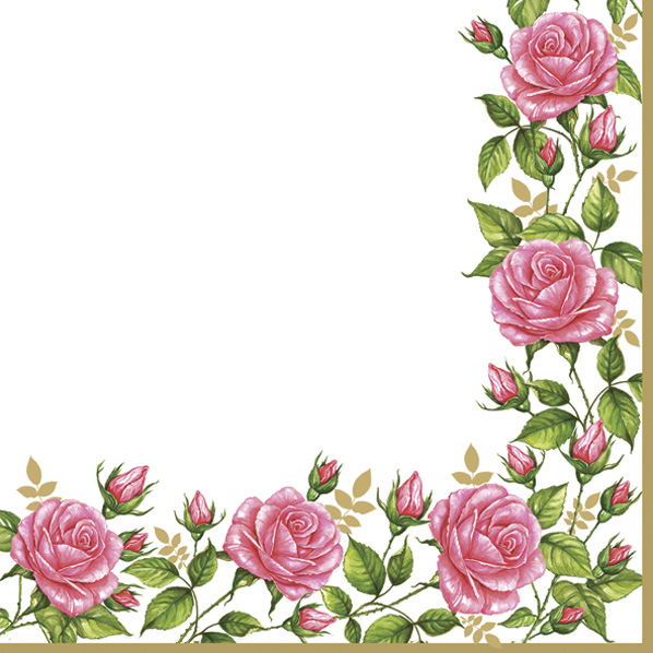 Serwetki Papierowe Flower Frame with Garden Roses 33 x 33 cm Daisy Lunch napkins | espryciarze.pl |Zamów dziś!