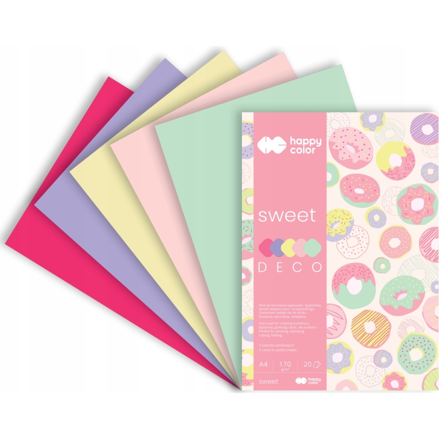 Blok deco sweet 170 g/m2, A4, zestaw 20 arkuszy, 5 kolorów | espryciarze.pl |Sprawdź ofertę!