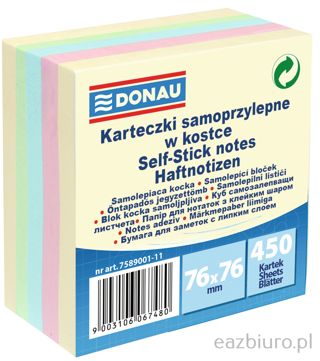 Bloczek samoprzylepny Donau 76 x 76 mm 450 kartek mix kolorów | espryciarze.pl |Weź najlepszą cenę!