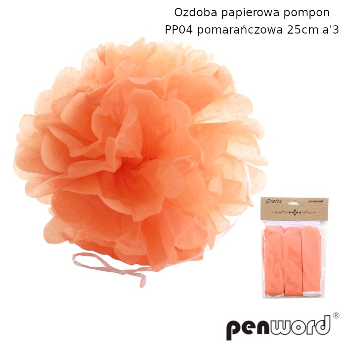 Ozdoba papierowa pompon pp04 pomarańczowa 25 cm a'3 | espryciarze.pl |Kup teraz!