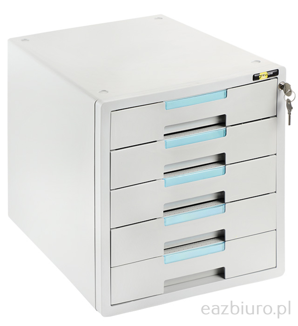Szafka na dokumenty Yellow one yl-sp05gy Plastikowa - 5 szuflad + zamek, szaro-niebieska | espryciarze.pl |Zgarnij ofertę!