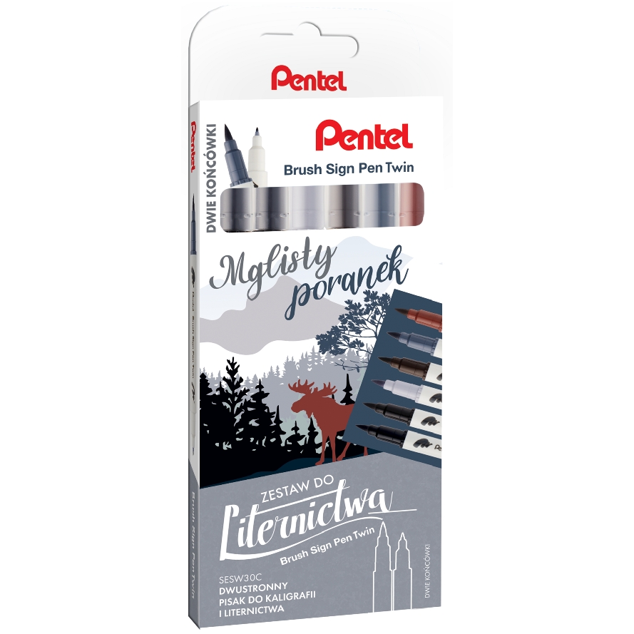 Zestaw do liternictwa Pentel Brush Sign Pen Twin mglisty poranek | espryciarze.pl |Weź najlepszą cenę!
