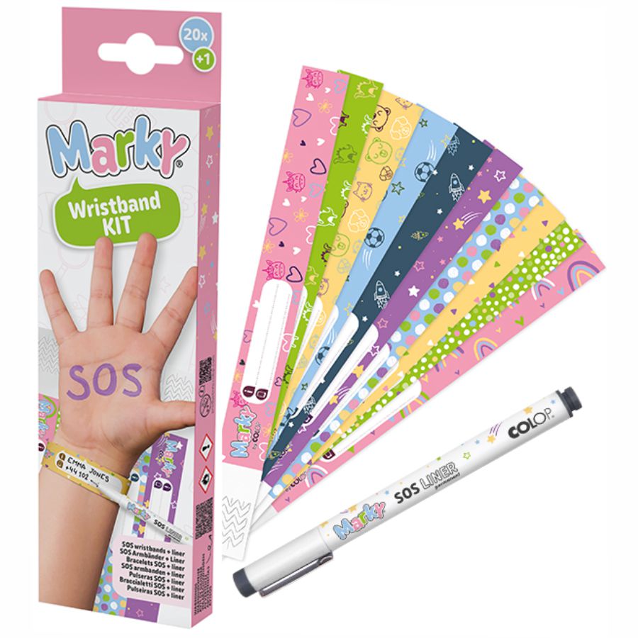 Opaski identyfikacyjne dla dzieci SOS Colop Marky zestaw 20 sztuk.+ wodoodporny marker | espryciarze.pl |Złap promocję!