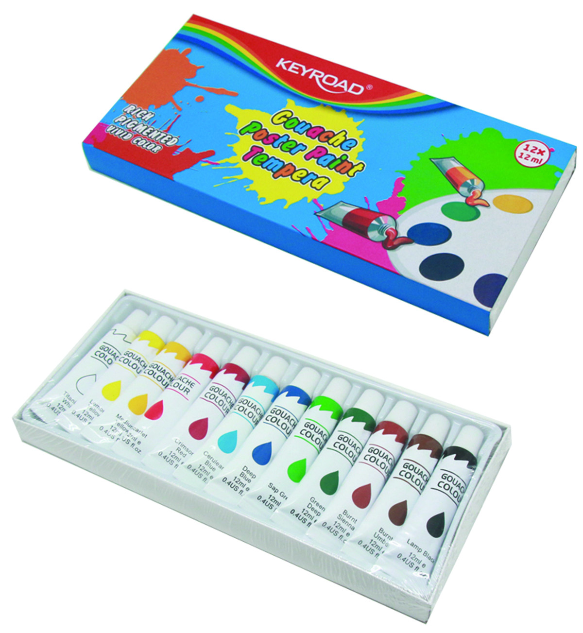 Farby tempera Keyroad, 12 x 12 ml, 12 kolorów | espryciarze.pl |Działaj teraz!
