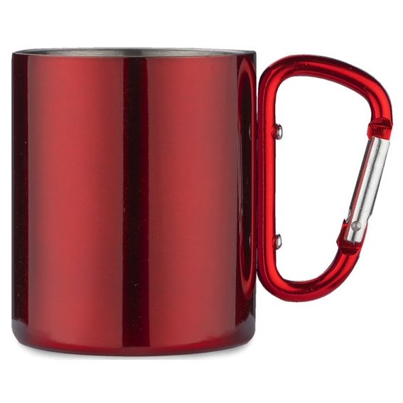 Kubek z karabińczykiem camp czerwony 250 ml z grawerem | espryciarze.pl |Kup taniej!