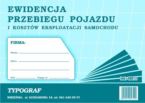 Druk ewidencja przebiegu pojazdu i kosztów A5 | espryciarze.pl |Zamów online!