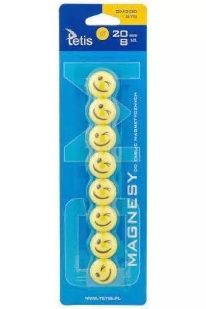 Magnesy Tetis z uśmiechem żółte 20 mm zestaw 8 sztuk | espryciarze.pl |Kup w super cenie!