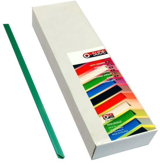 Grzbiety wsuwane zielone 15 mm Opus OSLIDE zestaw 50 sztuk | espryciarze.pl |Kliknij i kup!