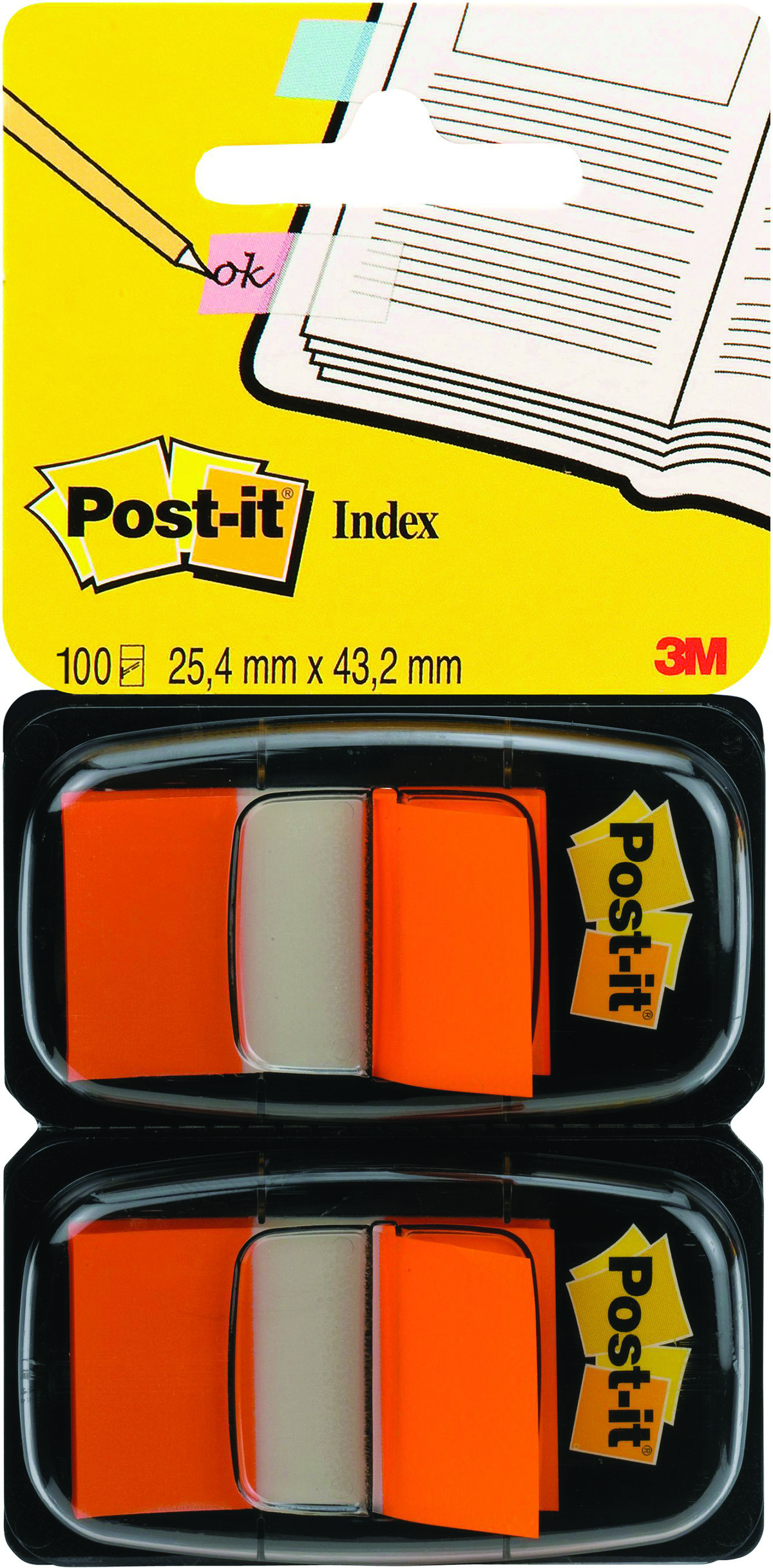 Zakładki indeksujące Post-it® (680-o2eu), pp, 25,4 x 43,2 mm, 2 x 50 kart., pomarańczowy | espryciarze.pl |Zamów dziś!