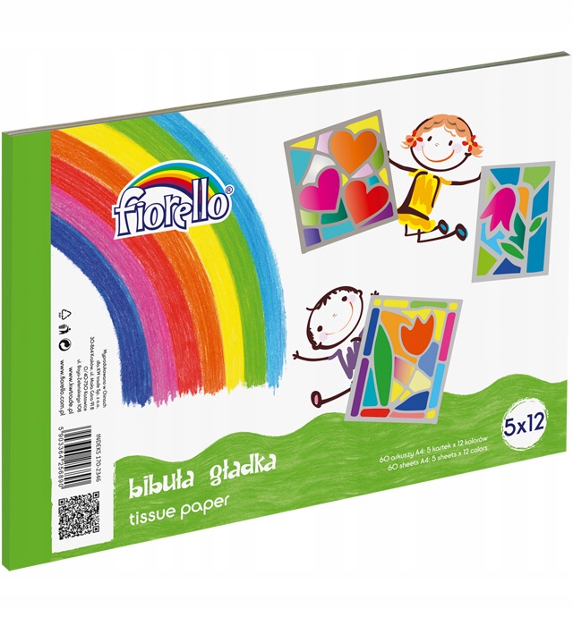 Bibuła gładka w bloku A4 12 kolorów, zestaw 60 arkuszy Fiorello | espryciarze.pl |Złap promocję!