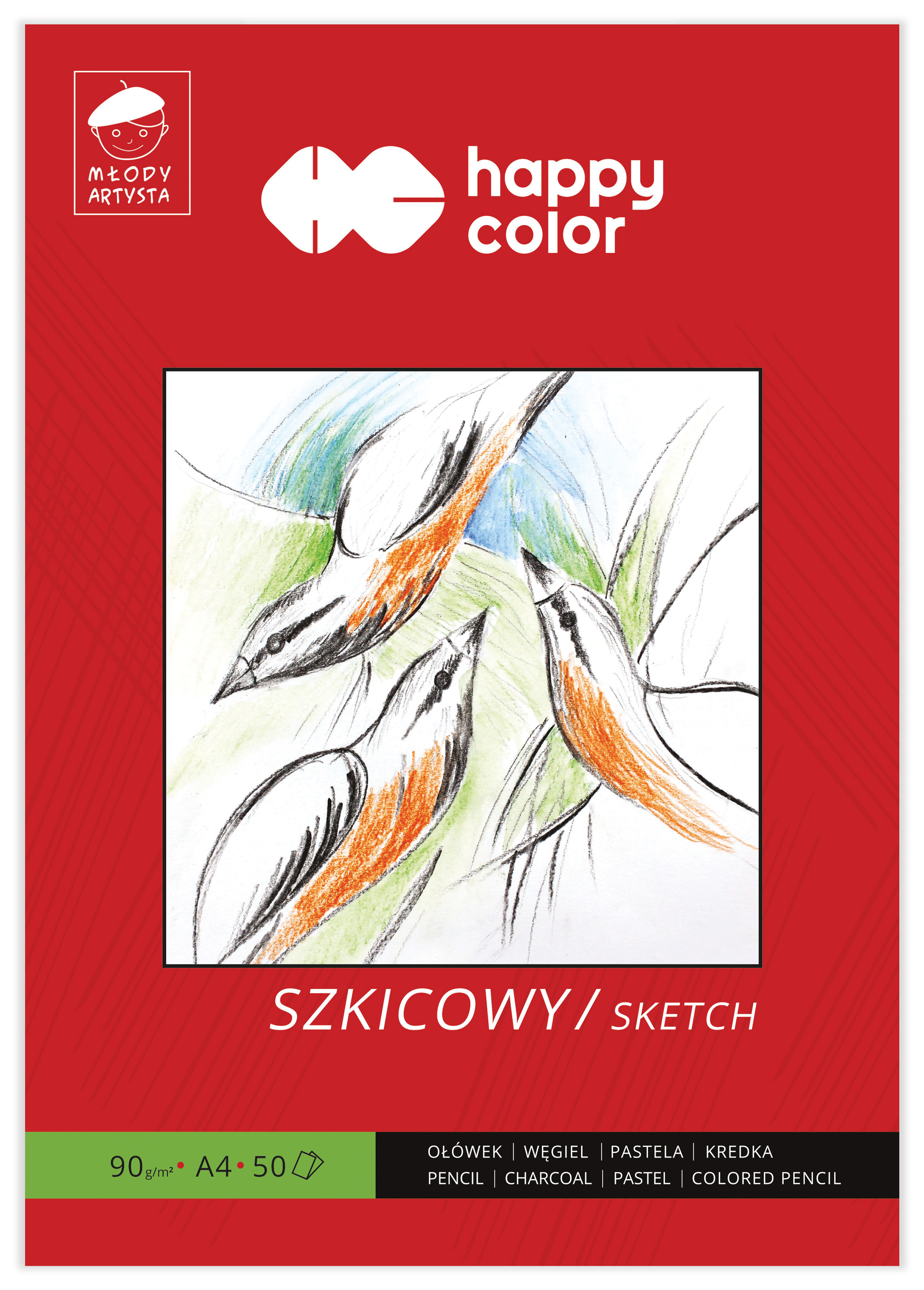 Blok szkicowy młody artysta A4, zestaw 50 arkuszy, 90 g/m2, Happy Color | espryciarze.pl |Kup od ręki!