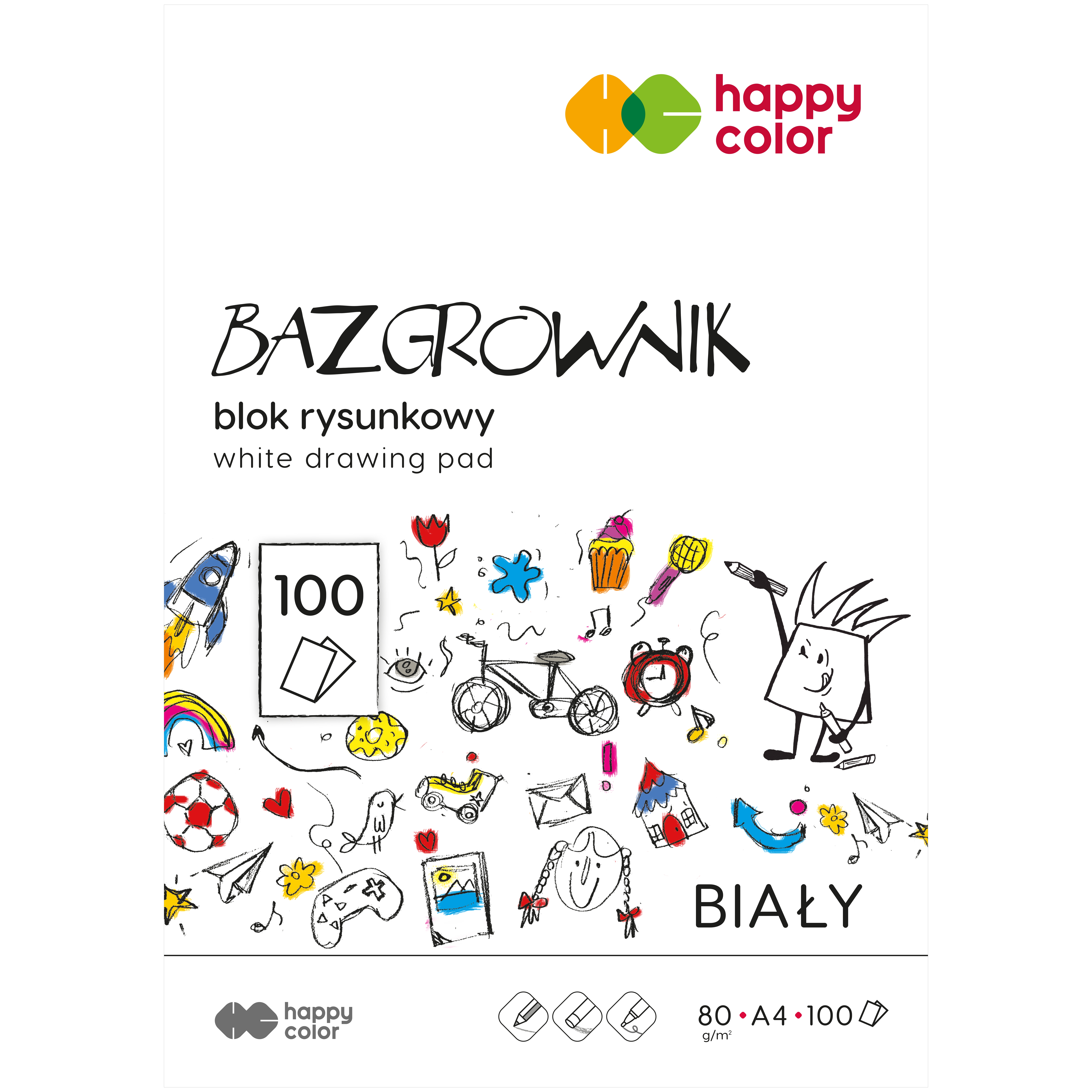 Blok rysunkowy bazgrownik, A4, zestaw 100 arkuszy, 80 g/m2, Happy Color | espryciarze.pl |Działaj teraz!