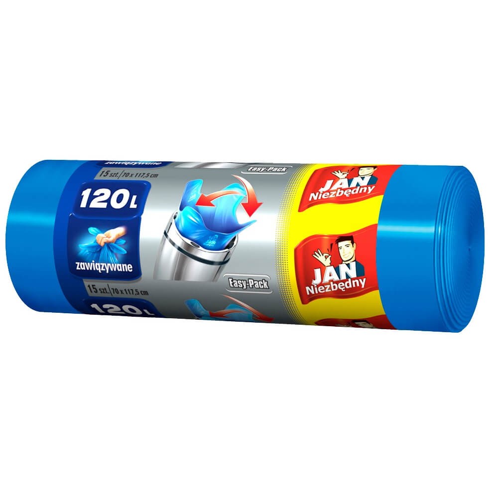 Worki na śmieci hd easy-pack niebieskie Jan Niezbędny 120 l zestaw 15 sztuk. | espryciarze.pl |Złap promocję!