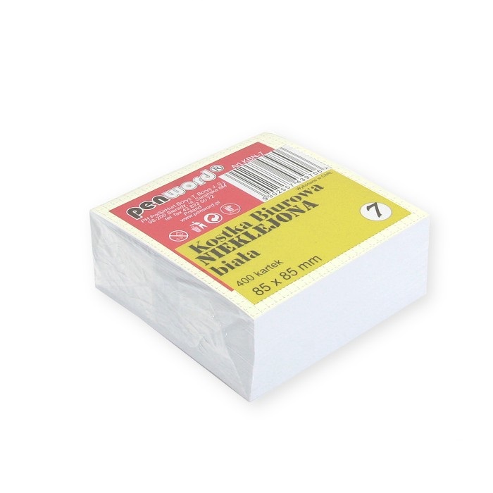 Kostka biurowa biała nieklejona 85x85x35 400 karteczek | espryciarze.pl |Kup od ręki!