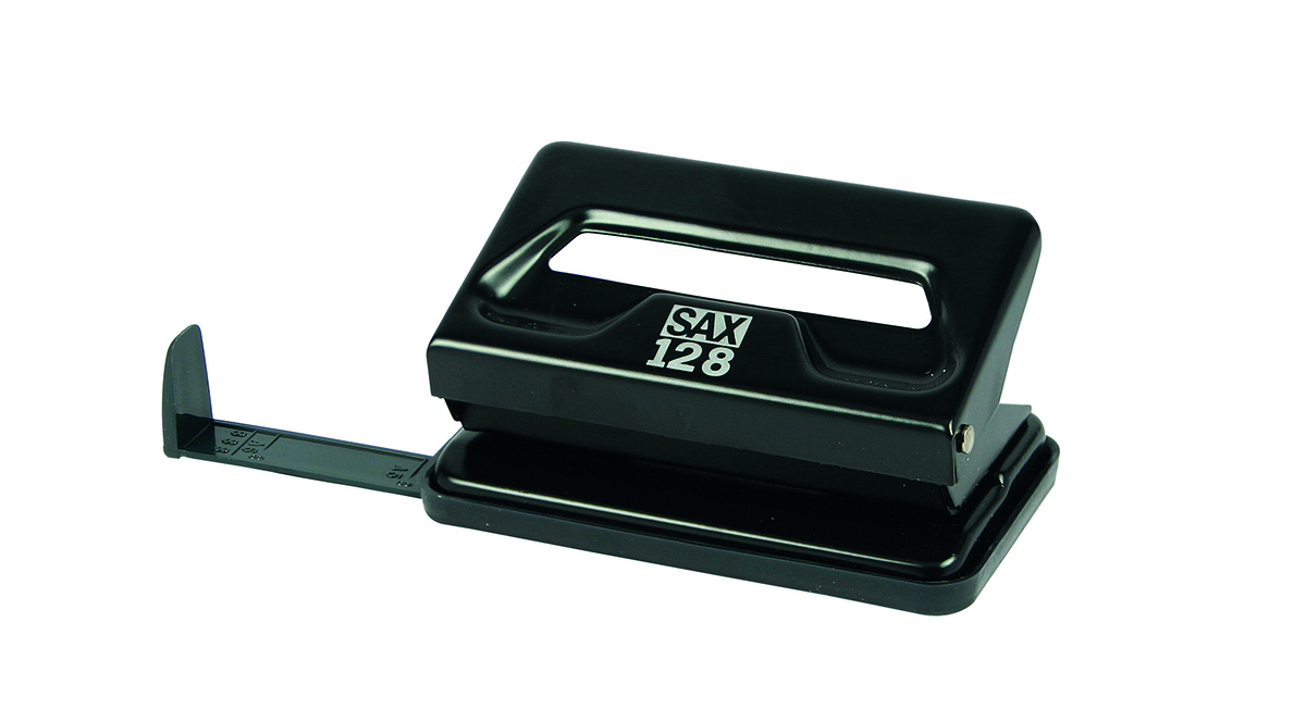 Dziurkacz Sax128s, dziurkuje do 12 kartek, czarny | espryciarze.pl |Sprawdź ofertę!