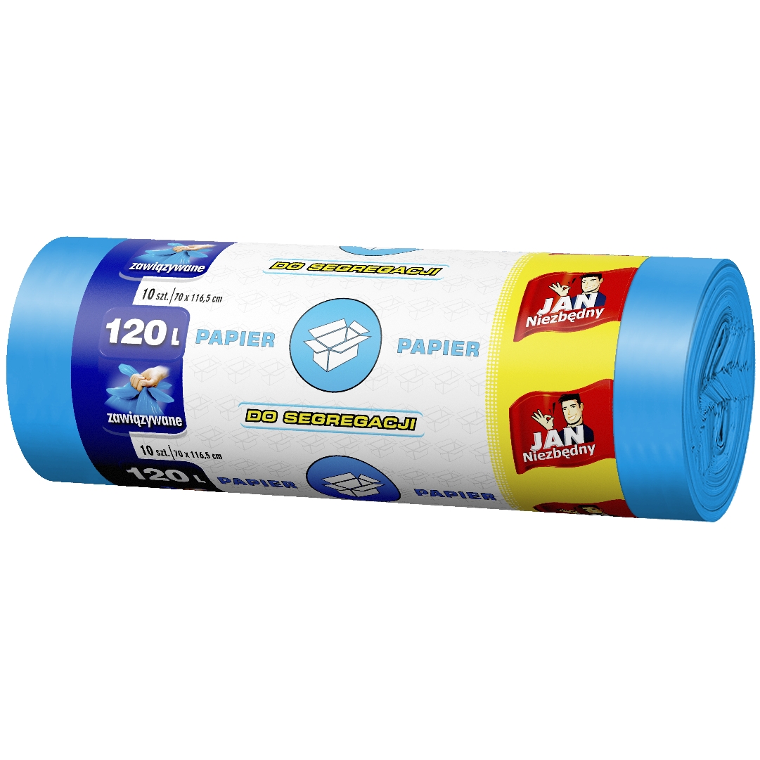 Worki na śmieci papier niebieskie easy-pack Jan Niezbędny 120 l zestaw 10 sztuk. | espryciarze.pl |Zamów online!