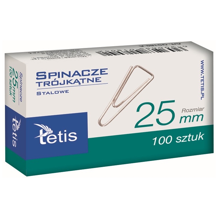 Spinacze biurowe trójkątne Tetis 25 mm zestaw 100 sztuk. | espryciarze.pl |Nie zwlekaj!