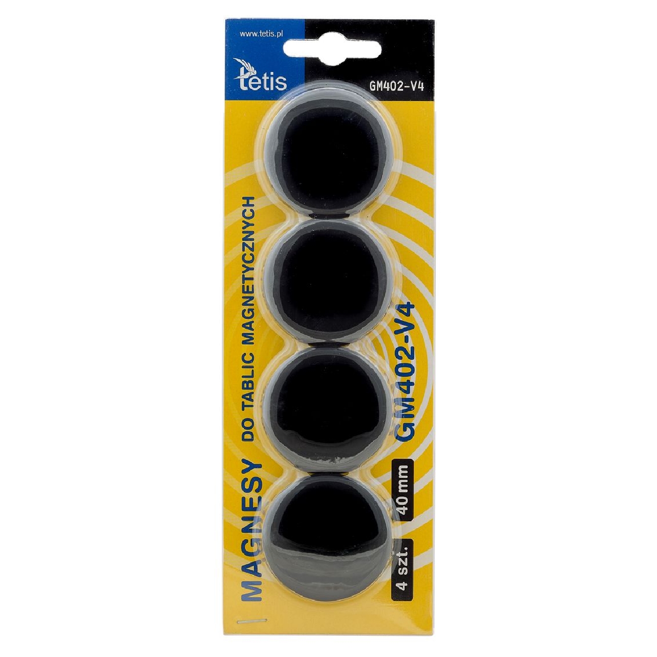 Magnesy Tetis gładkie czarne 40 mm 4 sztuki | espryciarze.pl |Sprawdź ofertę!