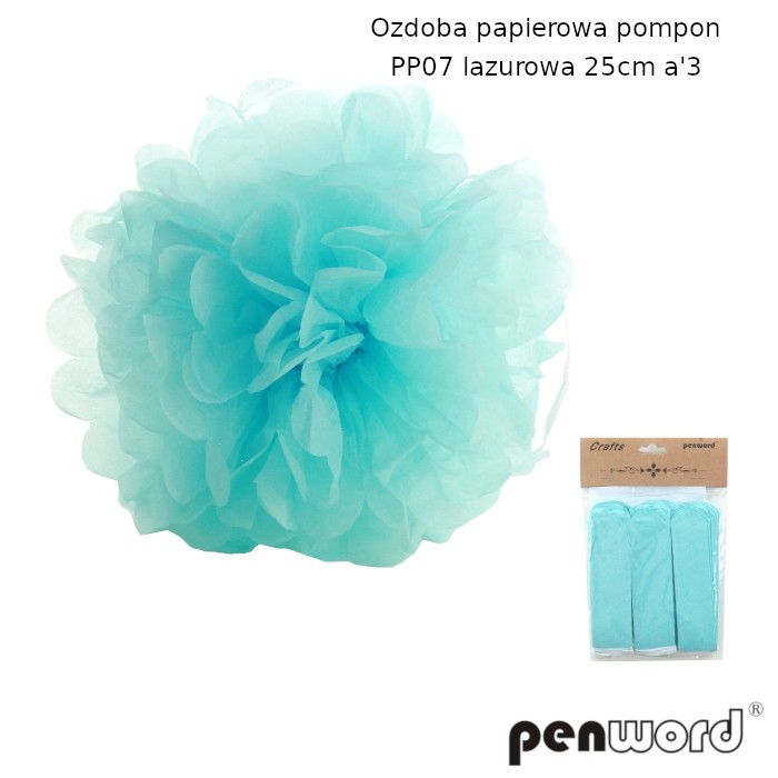 Ozdoba papierowa pompon pp07 lazurowa 25cma'3 | espryciarze.pl |Nie zwlekaj!