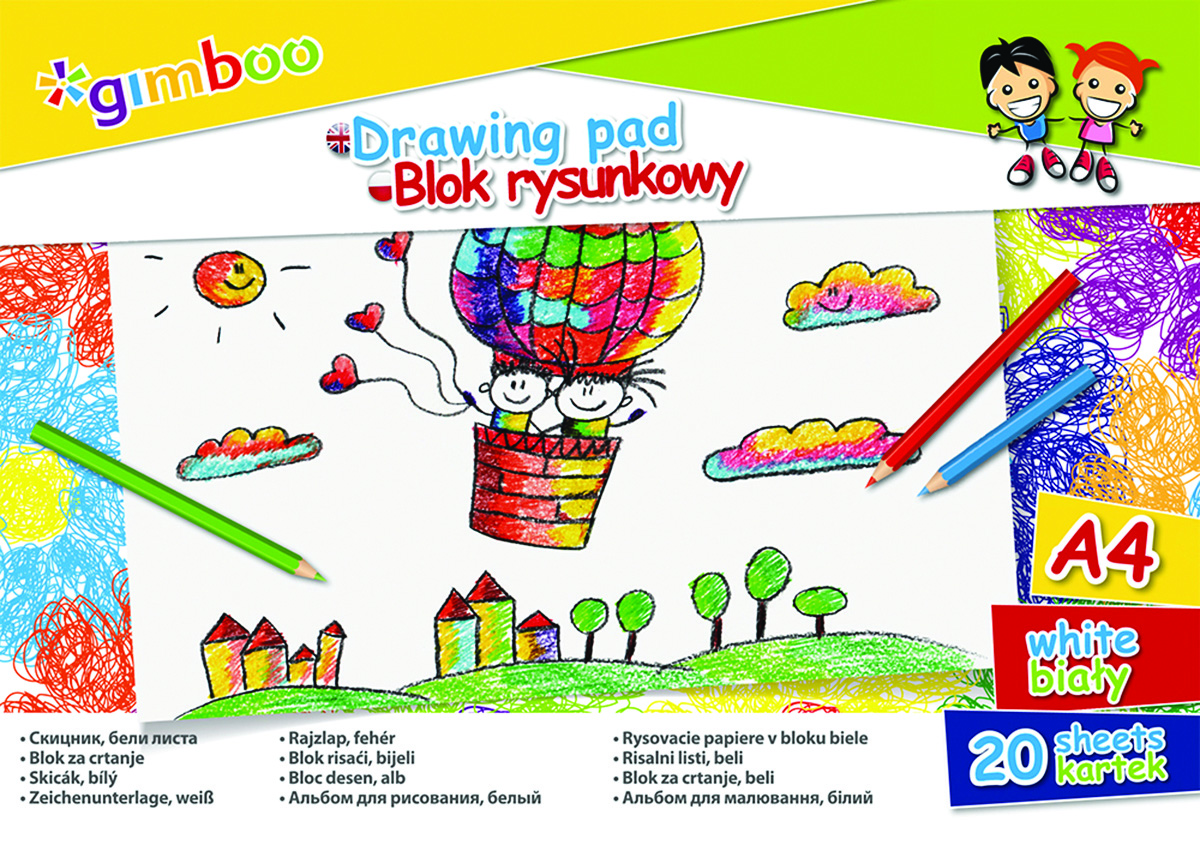Blok rysunkowy Gimboo, A4, 20 kartek, 70gsm, biały | espryciarze.pl |Weź najlepszą cenę!