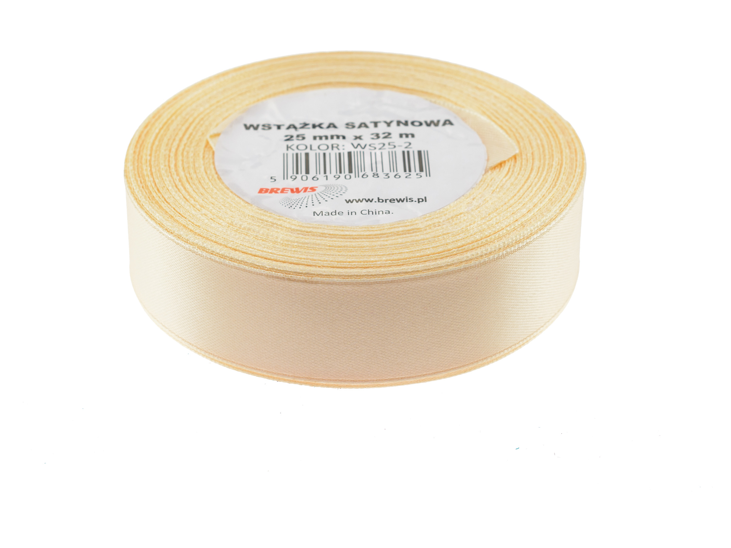 Wstążka Brewis satynowa 25 mm 32 m ecru | espryciarze.pl |Zamów natychmiast!