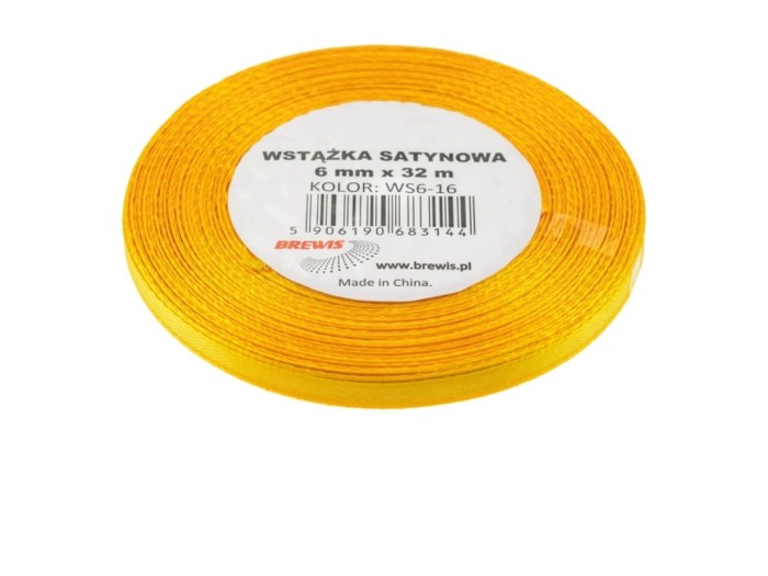 Wstążka satynowa Brewis 6 mm 32 m żółty słonecznikowy | espryciarze.pl |Sprawdź ofertę!