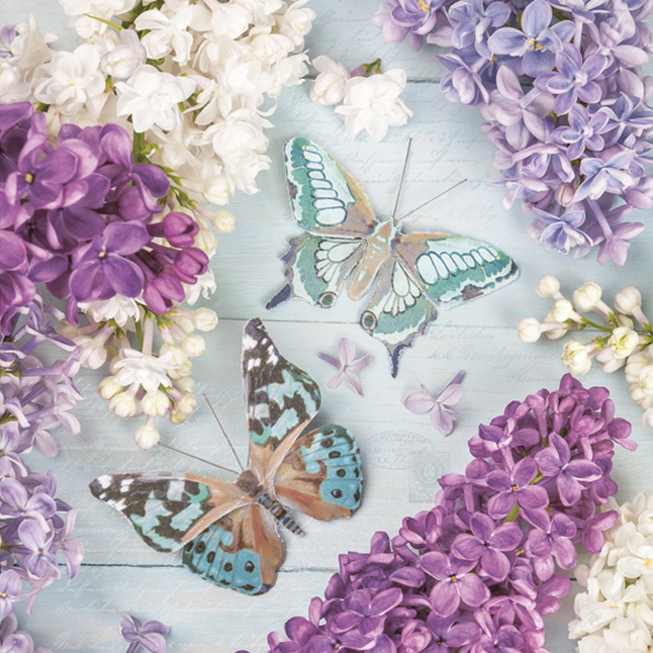 Serwetki Papierowe Lilac Collage with Butterflies 33 x 33 cm Daisy Lunch napkins | espryciarze.pl |Złap promocję!