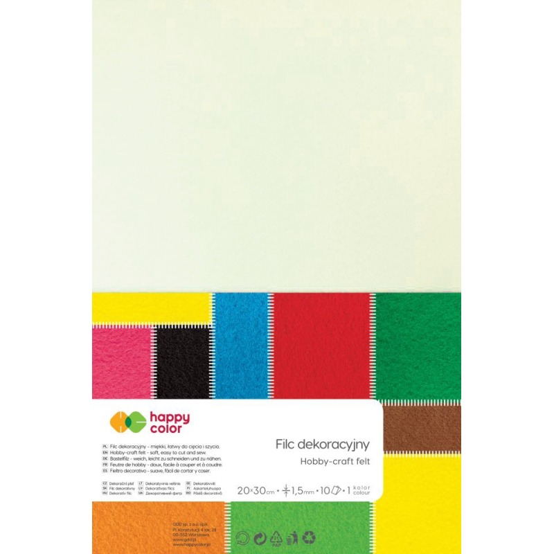 Filc dekoracyjny 20x30 cm 1,5 mm zestaw 10 arkuszy mleczny biały | espryciarze.pl |Sprawdź ofertę!