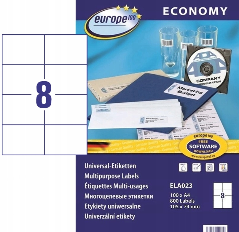 Etykiety A4 105x74 mm mm uniwersalne economy europe100 by Avery Zweckform; A4, 100 ark. | espryciarze.pl |Nie zwlekaj!