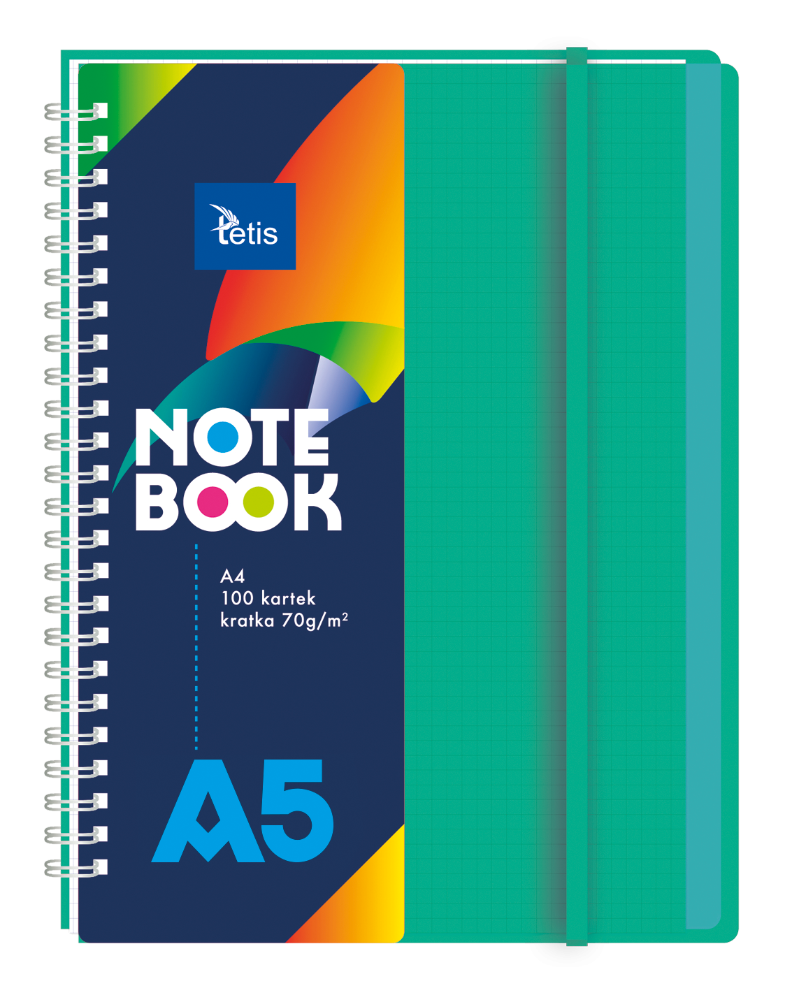 Zielony kołonotatnik pp z przekładkami A5 Tetis, 100 kartek w kratkę | espryciarze.pl |Sprawdź ofertę!