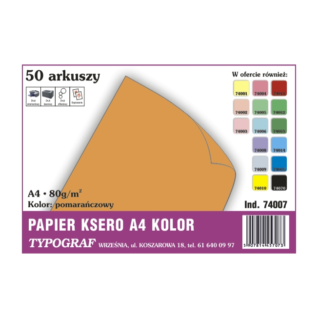 Papier ksero A4 pomarańczowy 80 g/50ark | espryciarze.pl |Kup w super cenie!
