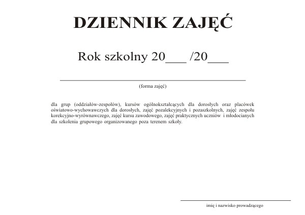 Dziennik zajęć pozalekcyjnych i/6 | espryciarze.pl |Złap promocję!