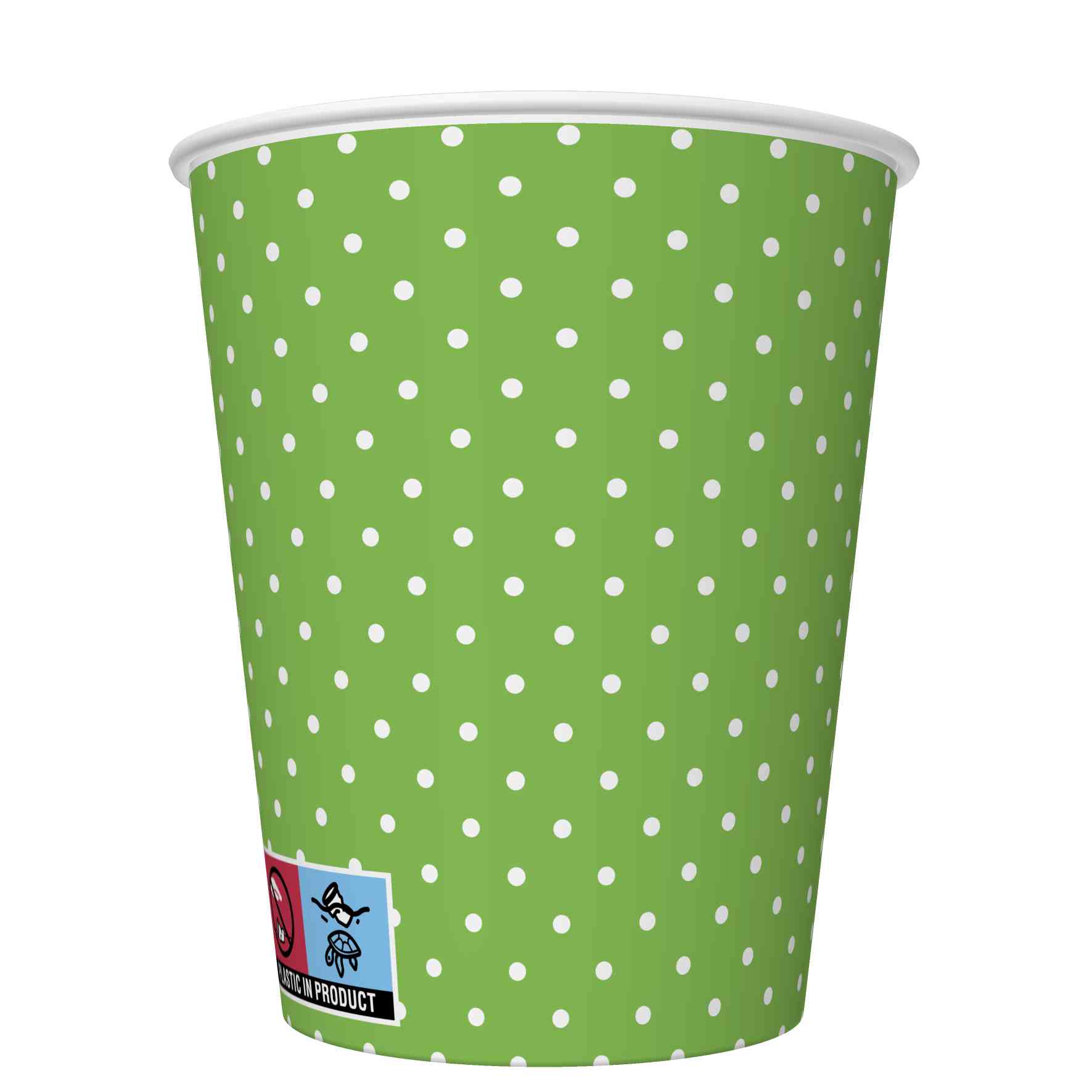 Kubki papierowe SUP White Dots on Green zestaw 8 sztuk. - 250 ml O 8 x 9,1 230 [g/m2] | espryciarze.pl |Zamów online!
