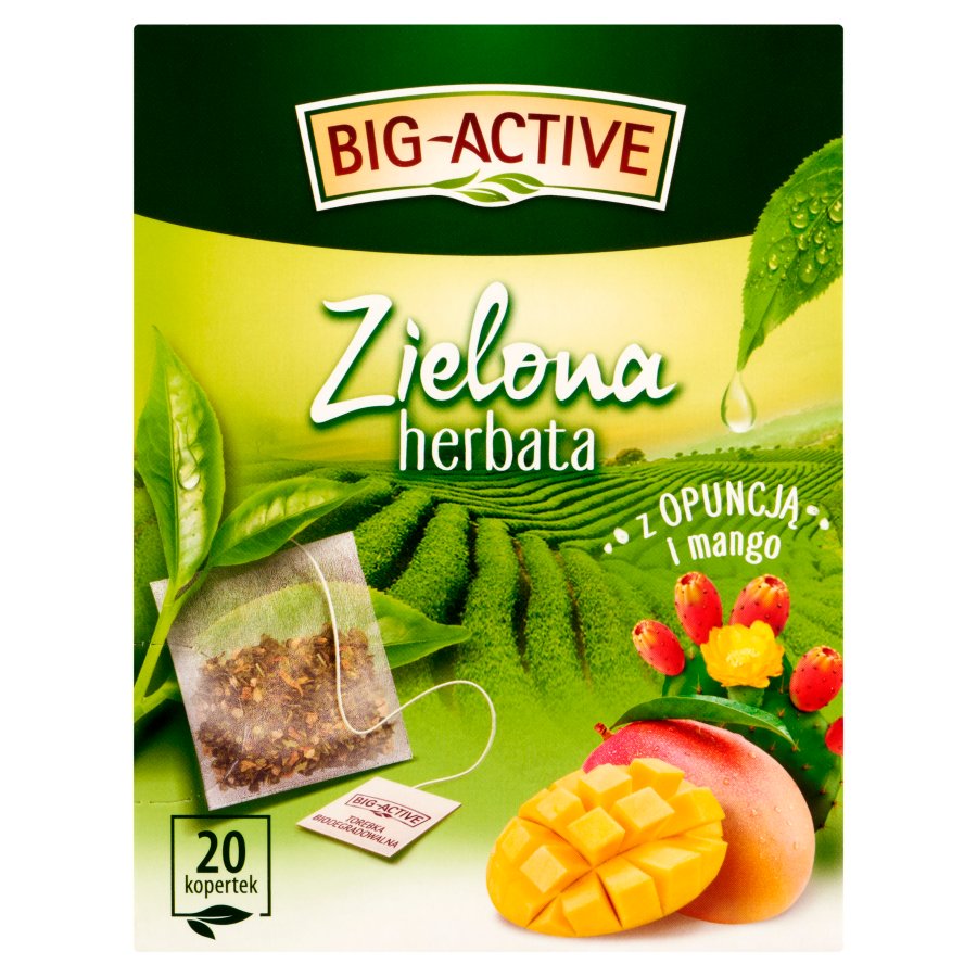Herbata big active, zielona z opuncją i mango, 20 torebek | espryciarze.pl |Zamów natychmiast!