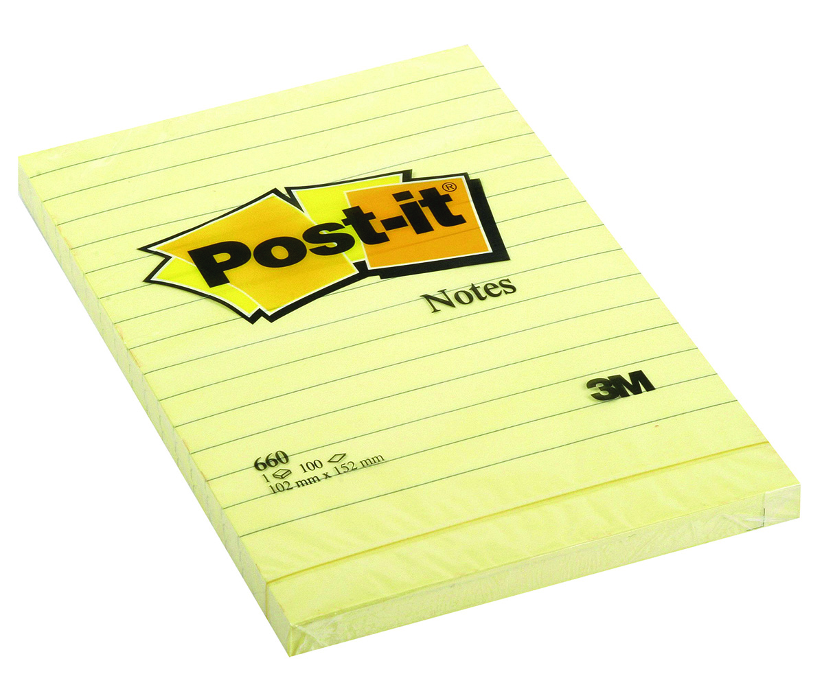 Bloczek samoprzylepny Post-it w linię (660) 102x152 mm żółty 100 kartek | espryciarze.pl |Złap promocję!