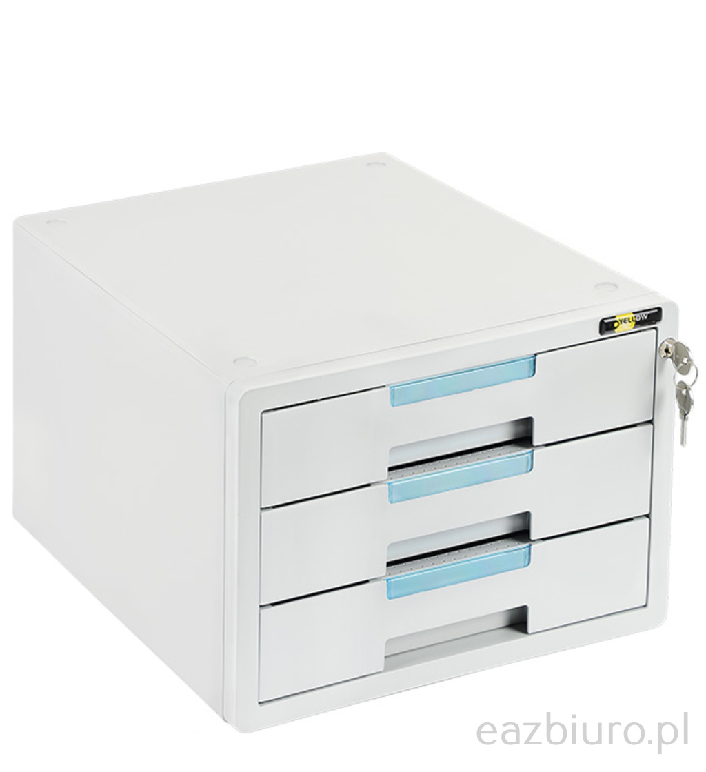 Szafka na dokumenty Yellow one yl-sp03gy Plastikowa - 3 szuflady + zamek, szaro-niebieska | espryciarze.pl |Kup w super cenie!
