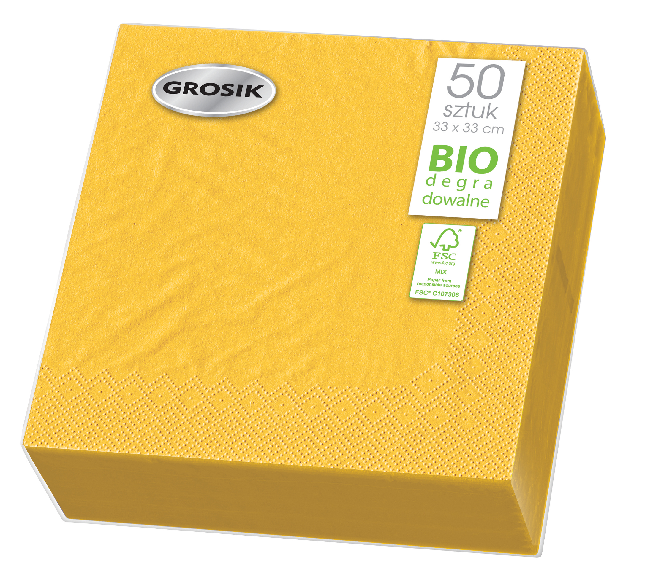 Serwetki na stół Grosik żółte 33 x 33 cm zestaw 50 sztuk. | espryciarze.pl |Zamów natychmiast!