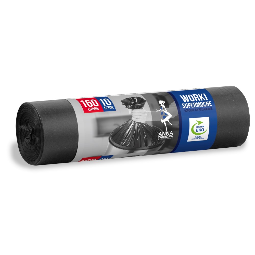 Worki na śmieci Anna Zaradna, supermocne, 160 l zestaw 10 sztuk., czarny | espryciarze.pl |Kliknij i kup!