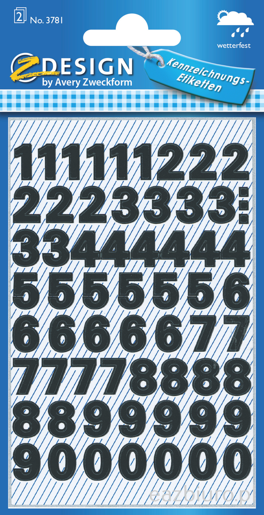 Cyfry (38 pkt./95 mm) czarne - wodoodporne avery z-design | espryciarze.pl |Działaj teraz!